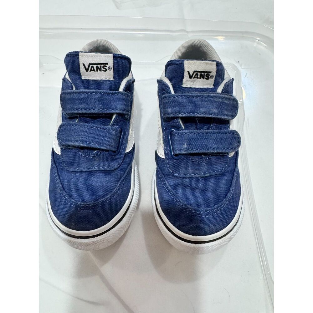 Vans Kids Navy Blue Velcro Sneakers Size 7 Toddler Excellent Condition